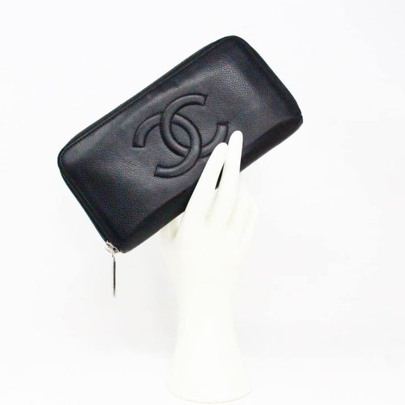 CHANEL #MCA189 Black Leather Timeless CC Zip Around Wallet - Picture 2 of 9